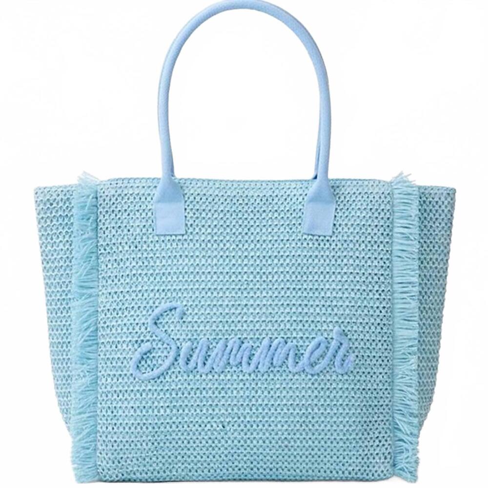 NEW 3AM BY H&D ACCESSORIES women's woven straw fringe tote with summer embroider